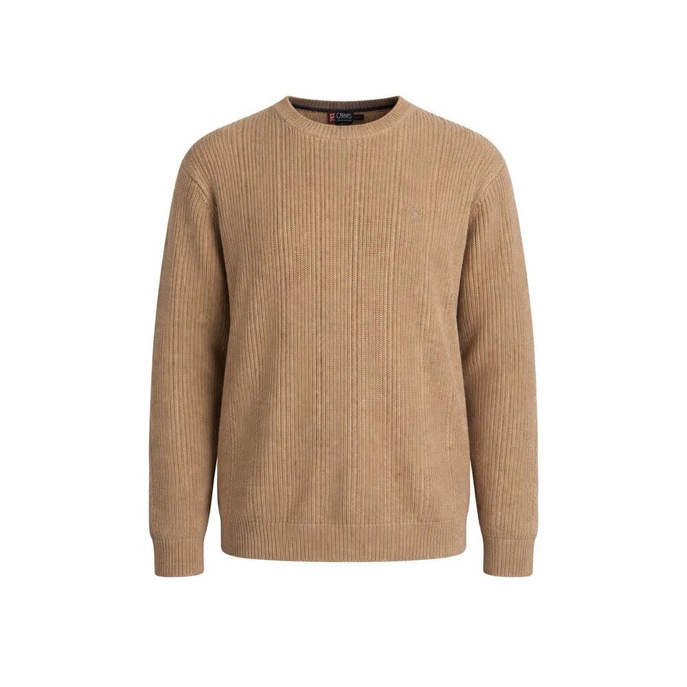 Chaps Ralph Lauren Mens XXL Tan Sweater Ribbed Knit Crewneck Cotton